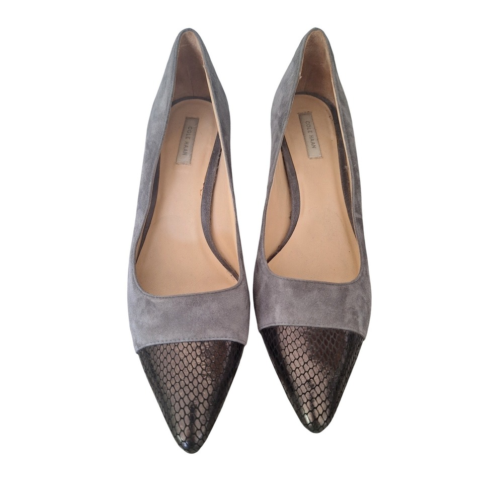 Cole Haan - Women's Gray Suede and Leather Heeled Shoes - Size 8B